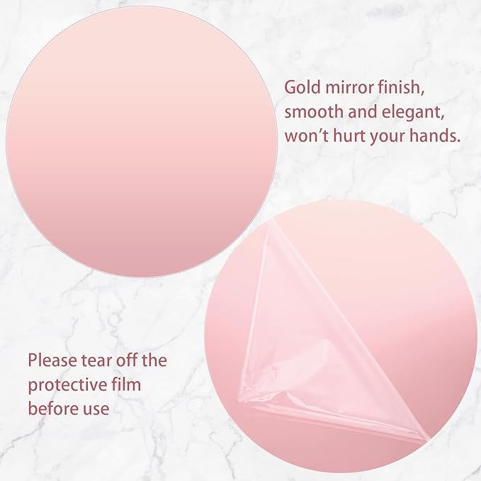 Thyle 6 Pcs 10 Inch Acrylic Round Mirrors for Tables Centerpieces Circle Mirrors Candle Plates for Wall Wedding Table Centerpieces for Baby Shower Party, Thickness 1 mm (Rose Gold)