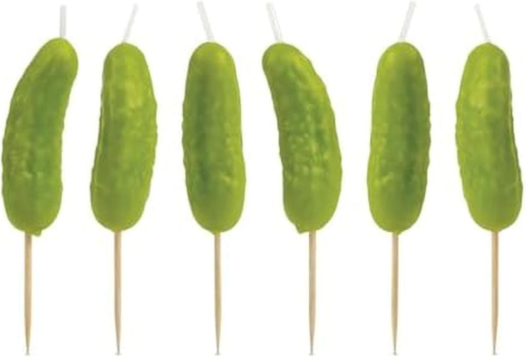 Genuine Fred Pickle Party Candles Set of 6 Quirky Pickle-Shaped Party Birthday Candles 2" Tall Fun and Unique Party Decor Gift-Ready Package