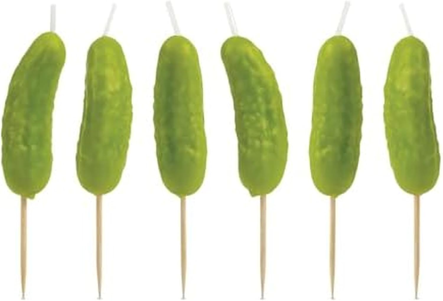 Genuine Fred Pickle Party Candles Set of 6 Quirky Pickle-Shaped Party Birthday Candles 2" Tall Fun and Unique Party Decor Gift-Ready Package