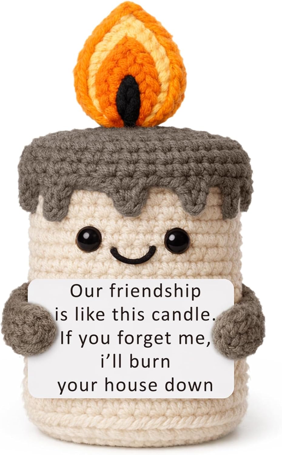 Funny Best Friend Birthday Gifts for Women Men, Handmade Crochet Candle Decor, Sarcastic Friendship Presents for Bestie Sister, Cute Birthday Christmas Gag Gift, Dark Humor Desk Accessories