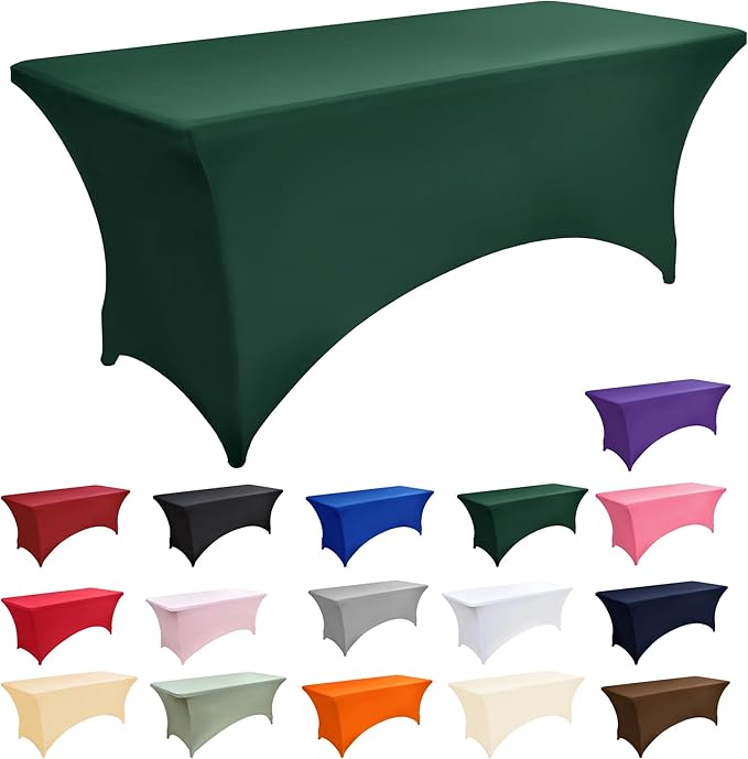 6-Pack 6ft Spandex Table Covers for Rectangle Standard Folding Tables - Wrinkle Resistant Stretch Tablecloths - Ultimate Fitted Table Protector for Parties, Trade Shows, Wedding