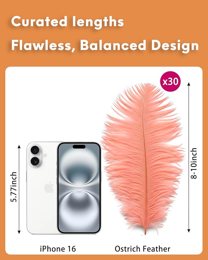 NEWONG 30pcs Rouge Pink Ostrich Feathers Natural Bulk 8-10in（20-25cm） Vase Craft Wedding Home Party Centerpieces Christmas Day Decoration