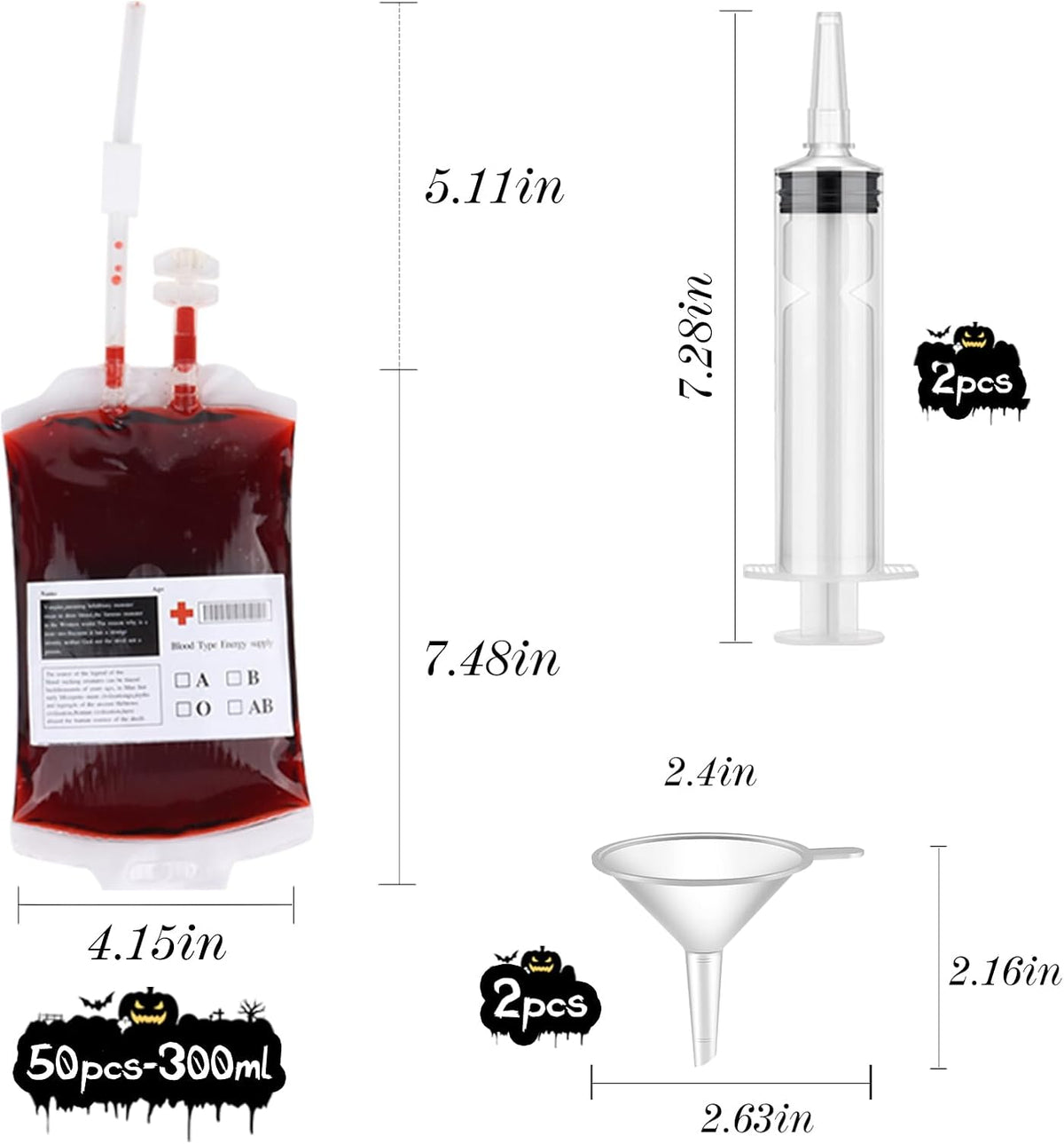 tchrules 54 Pcs Blood Bags for Drinks Halloween Party Decorations, Reusable B...