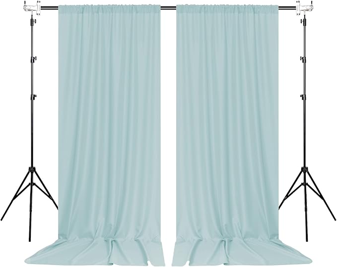 MEETSKY Light Green Backdrop Curtains 10ft x 10ft for Wedding Birthday Baby Shower Photography Backdrop Fabric Curtains Drapes Rod Pocket Light Filtering Window Drapes, 5ft x 10ft, 2 Panels