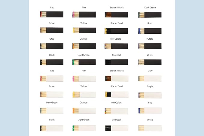 Custom Matchboxes - Set of 10 - Personalized - 2" Inch Long - Colorful Matchsticks - Weddings – Wedding Favor - Matchboxes, Custom Matchbox (2" Matchsticks, Wedding Design #3)