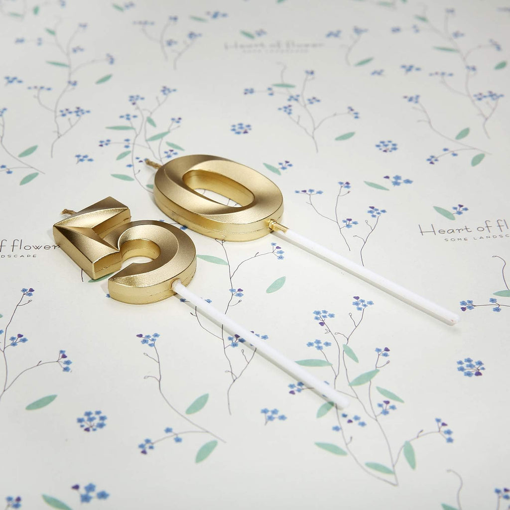 50th Birthday Candles,Gold Number 50 Cake Topper for Birthday Decorations Party Decoration