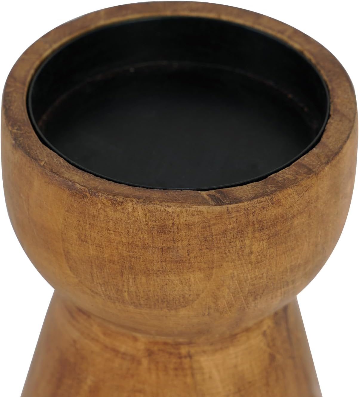 NIKKY HOME Farmhouse Wooden Pillar Candle Holders Set of 2, Mantel Decor | Rustic Brown Solid Wood Candle Pedestal, Decorative Short Base Stand, Adds Natural Charm to Fireplace Table Centerpiece