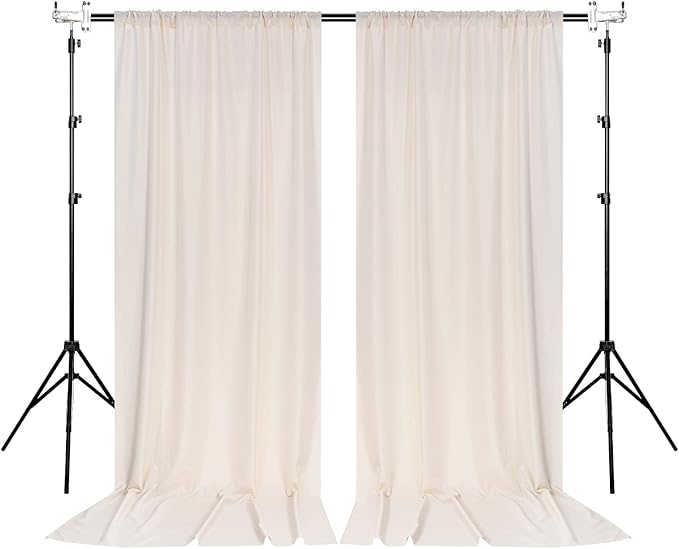 10ft x 10ft Beige Backdrop Curtains for Wedding Birthday Baby Shower Photography Backdrop Fabric Curtains Drapes Home Window Decorations Rod Pocket Light Filtering Window Drapes,5ft x 10ft, 2 Panels