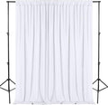 DWCN 10x7 FT White Backdrop Curtains for Parties, Photography Backdrop Drapes with Rod Pockets for Wedding Decorations Stage Birthday Family Gatherings, 2 Panels 5ft x 7ft