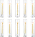 NUPTIO Taper Candle Holders Glass: Set of 10 Hurricane Candlestick Holder Bulk - Candle Stick Stand with Cylinder Sleeves for Thanksgiving Chrstmas Birthday Party Decor