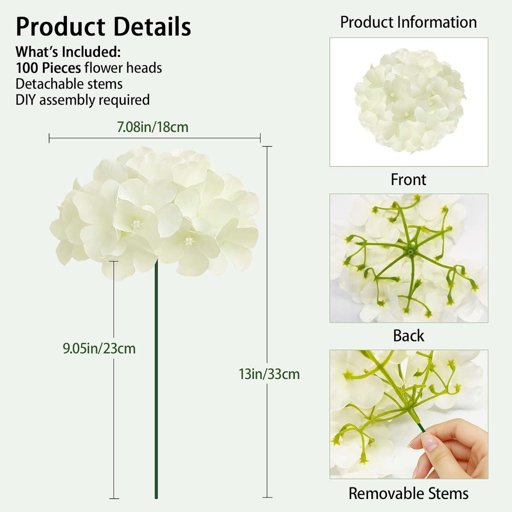 white hydrangea artificial flowers, faux hydrangea flowers, fake, close-up detail