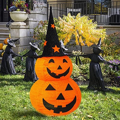 funpeny 3ft halloween collapsible pumpkin decorations, pre-lit light, side view