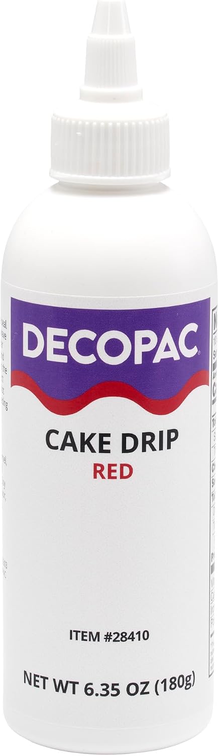 DecoPac Cake Drip, Red Color, Vanilla Flavor, Matte Like Chocolate, 6.35 oz