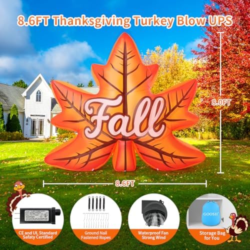 goosh 8.6 ft thanksgiving inflatables decorations outdoor blow, side view