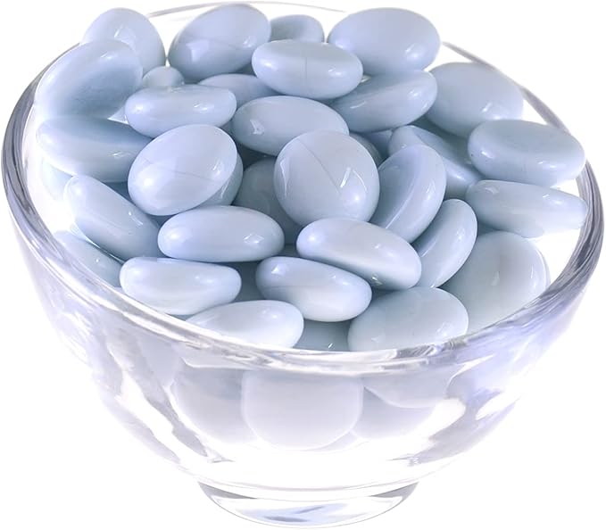 KINGOU Flat Glass Gems/Marbles/Stones/Beads for Vase Filler, Table Scatter, Games - 1 Lbs (17-19mm, Approx. 3/4")-White