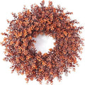24" artificial fall boxwood wreath for front door, main product view