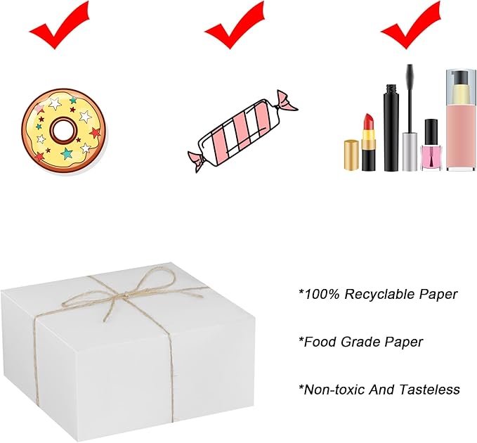 Xxcxpark 16 PCS White Gift Boxes 8x8x4 Inches, Decorative Party Favor Kraft Paper Gift Packaging Box with Lid for DIY Crafting, Cube, Cupcake, Kraft Present Boxes for Birthday, Wedding