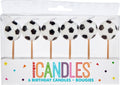 Soccer-Themed Birthday Candles (Pack Of 6) - Black & White Wax Candles On Wooden Picks - Ideal For Sports Fans Celebrations