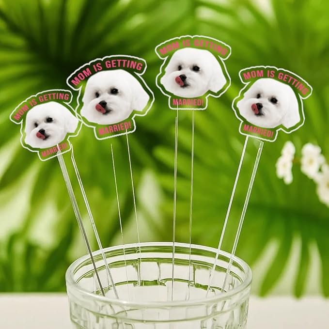 Custom 50 Pcs Double-Sided Wedding Pet Stir Sticks, Personalized Dog Cat Stir Stick, Acrylic Cocktail Stirrers, Wedding Drink Stirrers, Bachelorette Gifts, Bridal Shower Decorations