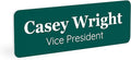ExcelMark Custom Name Tag - Engraved Name Badge with Pin or Magnetic Backing, 16 Colors, 6 Fonts, and 2 Sizes to Choose from (Green w/White Letters, 1"x 3")