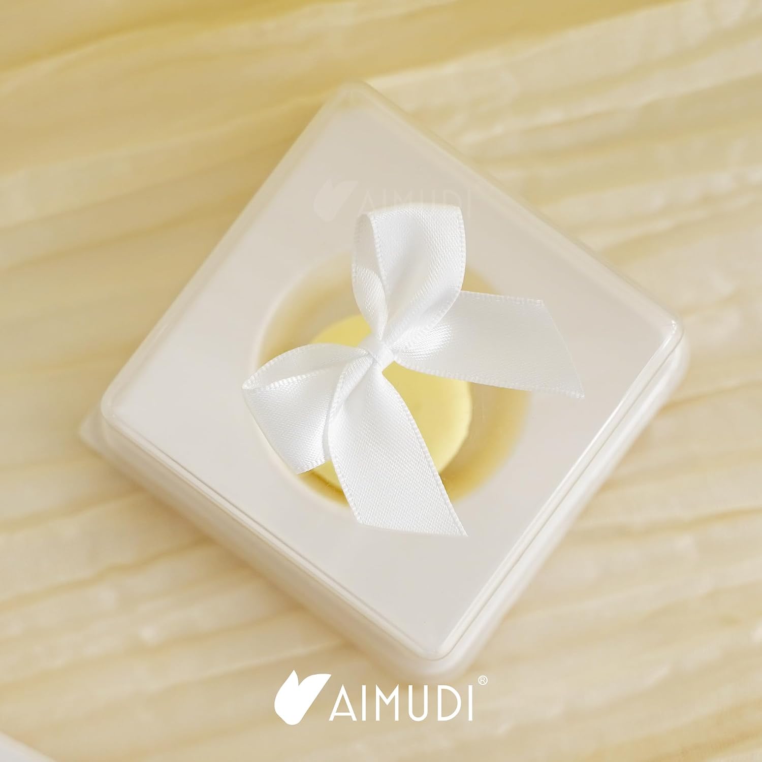 AIMUDI White Satin Bows 2" Satin Bow for Gift Wrapping Small Bows with Twist Ties Premade Ribbon Bow for Crafts Cake Pop Treat Bags Wedding Bridal Shower Birthday Party Decoration, 50 PCs