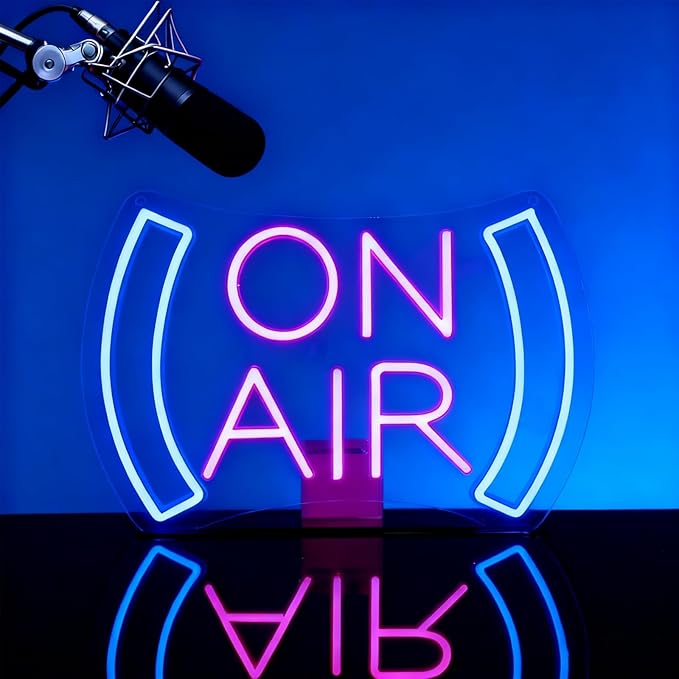 On Air Neon Sign for Wall Decor,Recording in Progress Sign for Studio Bedroom Game Room Podcast Bar Pub Club Broadcasting Room,On Air Light Sign Gift for Streamers Gamers Teens USB Powered（8.5"*12.4"）