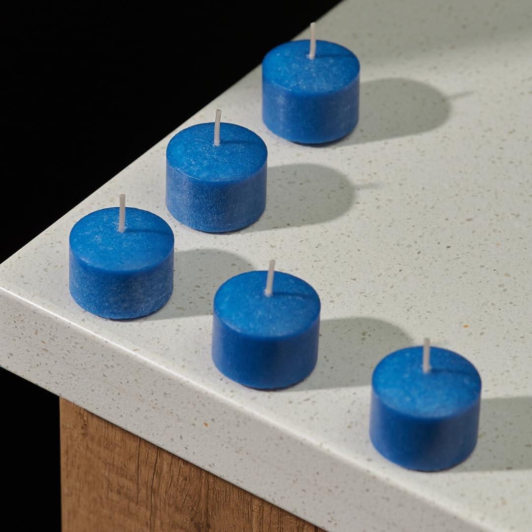 Simply Soson Votive Candles Bulk, 24 Blue Votive Candles, 10 Hours Burn time, Small Candle, Bulk Candles, Unscented Candle, Votives for Wedding, Birthday, Holiday & Home Decoration
