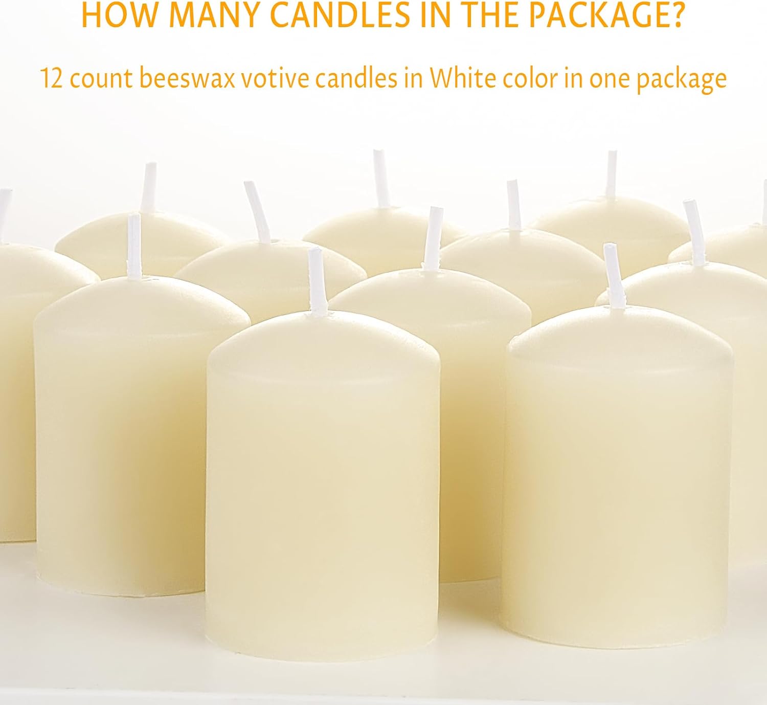 TELOSMA Natural Beeswax Candles Drippless - Smokeless Pure Beeswax Votive Candles - Mini Beeswax Pillar Candle for Home, Restaurants, Parties Decorations -Pack of 12, Off White