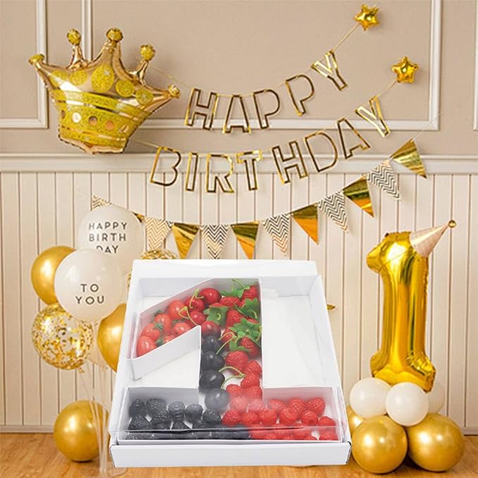 12" Fillable Cardboard Number Charcuterie Gift Cupcake Box With Cover Sweets Packaging (1)