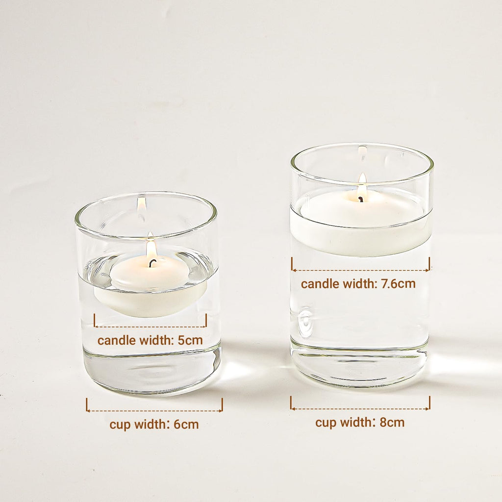Ashlux White Floating Candles 2 inch, 24 Pack Floating Candles 5-6 Hours Long Burning, Unscented Floating Candle for Centerpieces, Wedding, Christmas Lights, Romantic Night for Her/Him Set