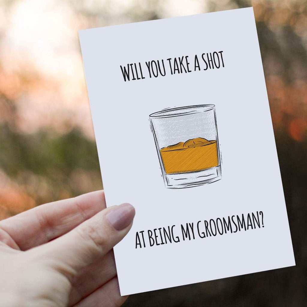 Andaz Press Groomsmen Proposal Cards with Envelopes, Set of 16 Will You Take A Shot at Being My Groomsman Proposal Cards, Includes 10 Groomsman, 3 Best Man, 3 Ring Bearer 4 x 6-inch Cards