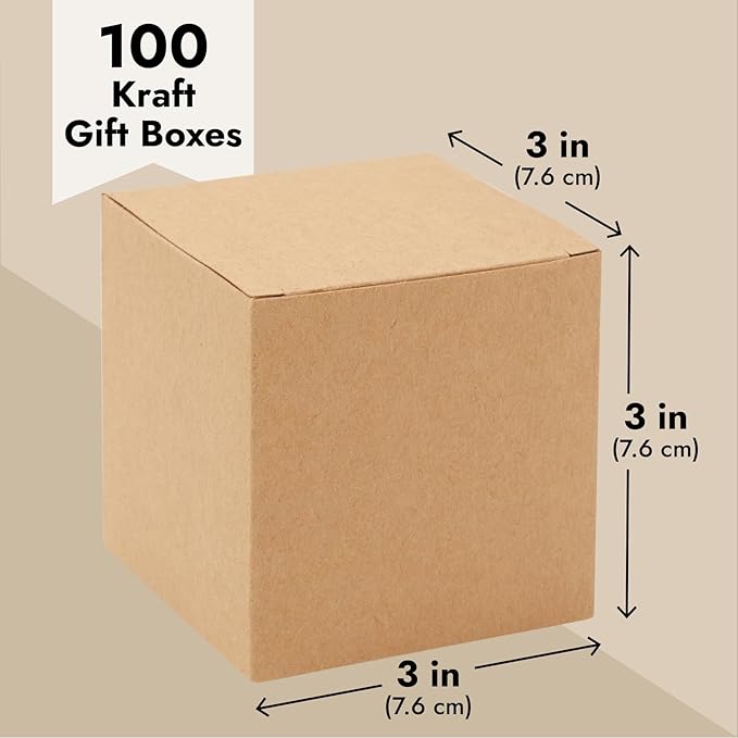 Juvale Bridesmaid Proposal Box - 100 Pack, Brown, 3 x 3 x 3 Inches - Mini Gift Boxes with Lids for Cookie & Candy