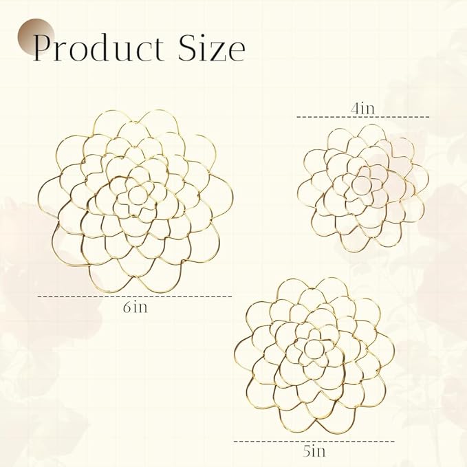 Stainless Steel Floral Grid Flower Arrangement Tool, 3pcs Reusable Floral Grid for Vase Stainless Steel Wire Flower Arranging Tool, Flower Grid Arranger for Arrangement Vase Plant Flower (Gold)