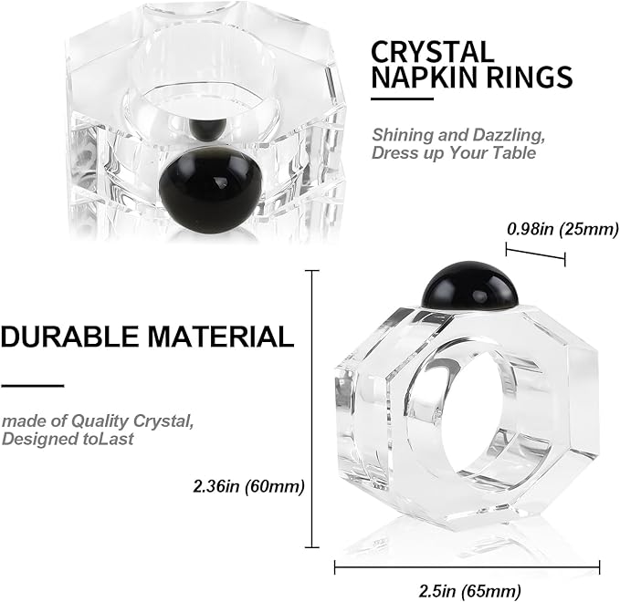 Crystal Napkin Rings Holder Silver Diamond Napkin Rings Pack of 6 Pieces,Hotel Restaurant Wedding Party Holiday Banquet Dining Table Decor
