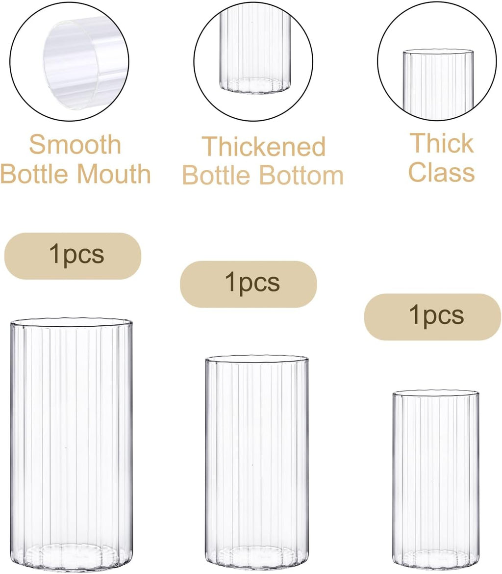 yshengood 6 Pcs Glass Hurricane Candle Holder Ribbed Glass Candle Holder - Elegant & Easy to Use, Perfect for Wedding, Holiday, Party Decor, Home and Event Essential