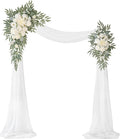 Artificial Wedding Arch Flowers Kit(Pack of 3),2Pcs Artificial Flower Arch Decor,1Pcs Sheer Drape for Wedding Ceremony Arbor for WeddingCeremony (White Rose Wedding)