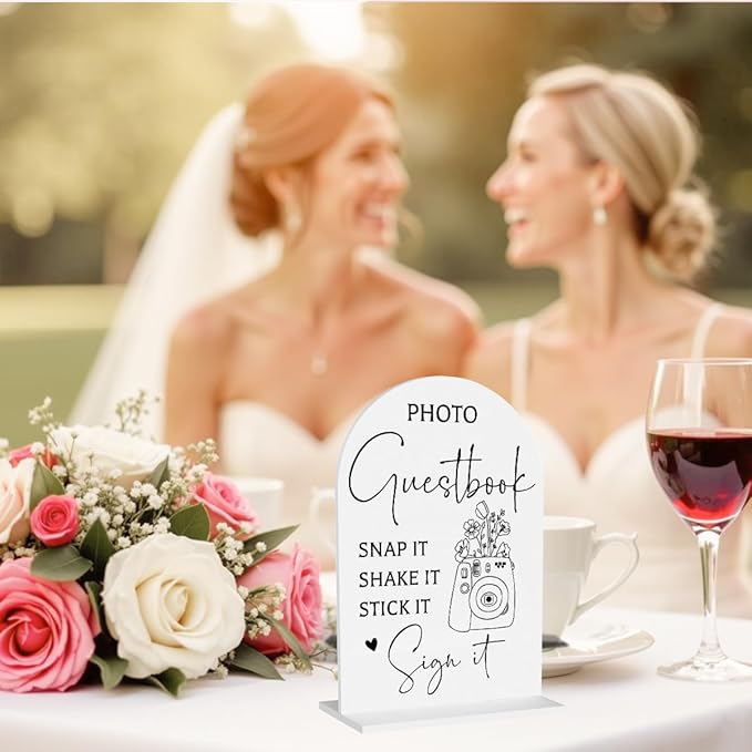 Guest Book Wedding Reception, Wedding Signs White Acrylic Table Sign for Marriage Parties Anniversaries Reception Cafe Hotel Party Bar Business Event