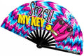Kandies World Custom Festival Folding Hand Fan - Unique Designs, Made of Bamboo, Clacking Sound, Lightweight - Perfect Rave and Festival Accessory!