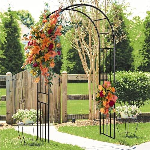 ldaily moccha garden arch arbor trellis, 7.2ft outdoor shown in use