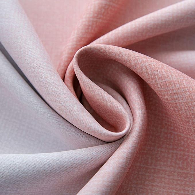 FANLI Ombre Rainbow Blackout Curtains for Kid Girls Bedroom Living Room Darking Stripe Double Layer Star Cut Out Wall Home Decor Gradient Grommet Window Curtains (Pink/Grey, 52W x 63L)