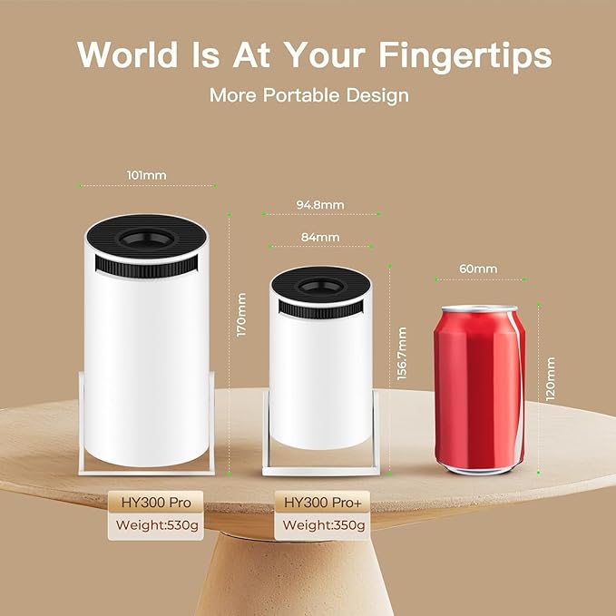 WEMI Smart Minin Projector with Wifi and Bluetooth for Indoor and Outdoor Activities (OptiBarrel 500)