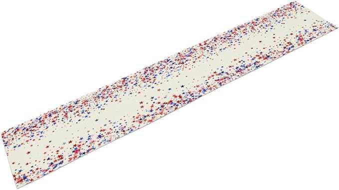 Independence Day Table Runner, 4th of July Red Blue Stars American President Day Holiday Confetti Print Table Cover for Kitchen Dining Table Indoor Outdoor Party, 13x108inch