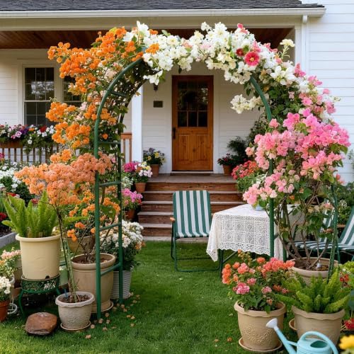 thickened rustproof garden arch metal trellis for climbing shown in use