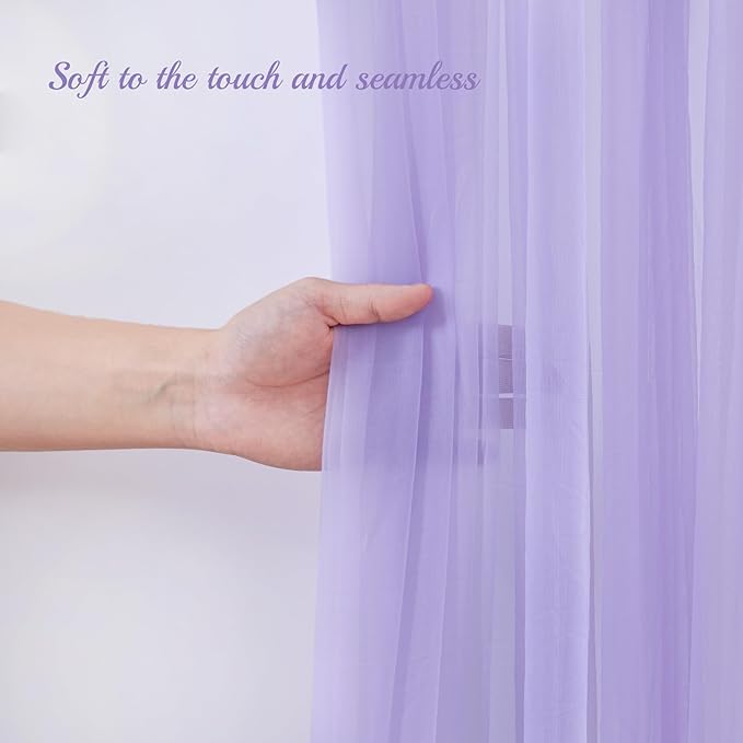 PARTISKY 20ft X 10ft Purple Tulle Backdrop Curtain for Parites, Sheer Backdrop Curtains Fabric Drapes for Wedding Ceremony Arch Party Stage Decorations