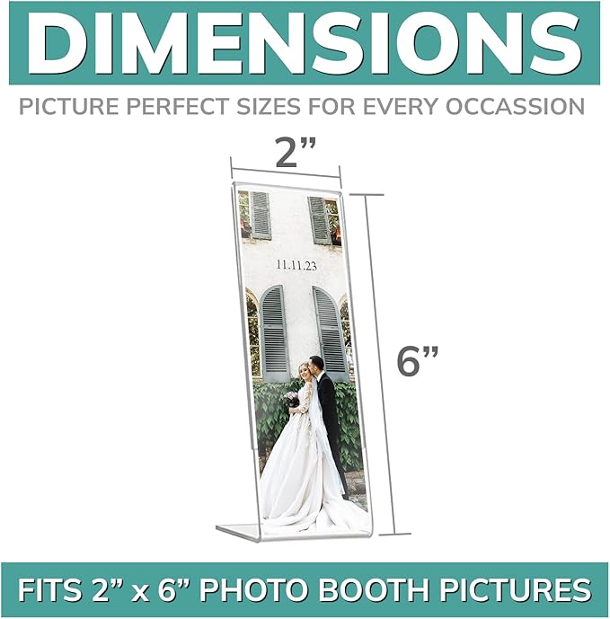 pbf PHOTO BOOTH FRAMES 2x6 Acrylic Sign Holder | 2 x 6 Vertical Stand Up Slanted Sign Holder | Acrylic Stands for Display | Clear Picture Frame, Menu Table Top Stand, Plastic Flyer Holder (100-Pack)