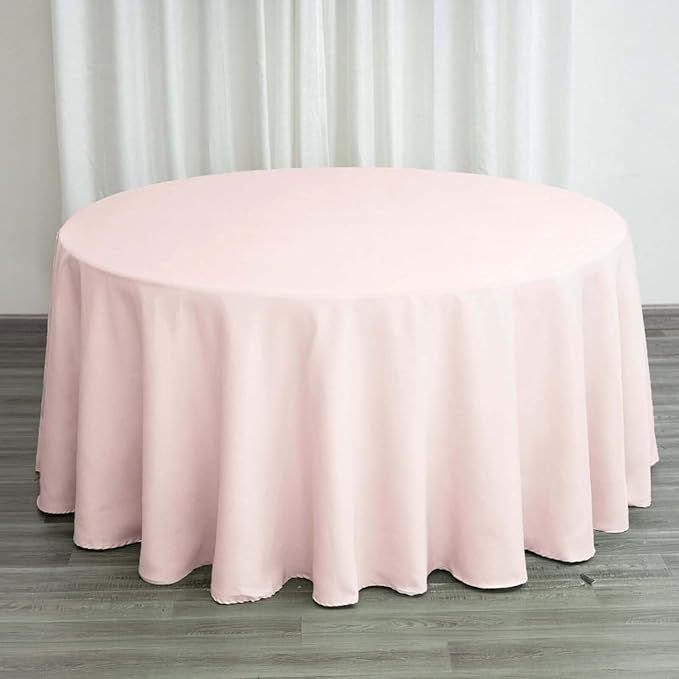 Efavormart Round Tablecloth, 120 Inch Stain & Wrinkle Resistant Washable Table Cloth, Decorative Polyester Fabric Table Cover for Banquet, Wedding, Dining - Blush