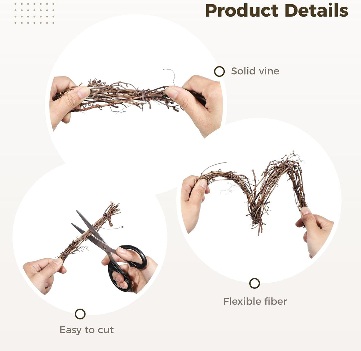 grapevine garland - diy crafts natural grapevine twig, close-up detail
