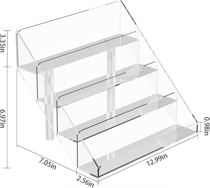 PecMuikee Greeting Card Display, 4 Tiers Clear Acrylic Sticker Display Stand for Vendors Retail, Display Photo Stand for Counter Tabletop Display Supplies, 2 Sets