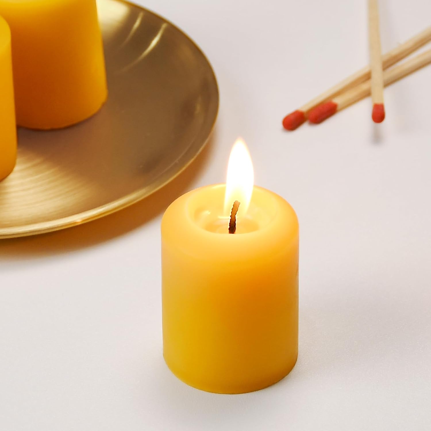 Beeswax Votive Candles-12 Pack Natural Small Votives Set for Home Room Decor Party Wedding Spa Gift