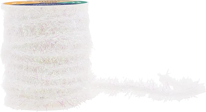 Mandala Crafts Iridescent Tinsel Garland - Thin Metallic Foil Glitter Mini Garland for Christmas Tree, Party, Wedding Decor, and Holiday Decorations